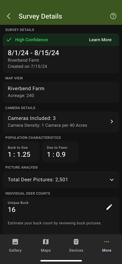 3rd screen in Deer Survey mobile manual buck count flow