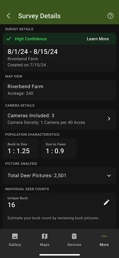 3rd screen in Deer Survey mobile manual buck count flow