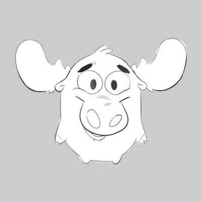 The lead artist's pencil sketch of a moose character